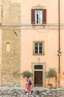 Detail of the façade of the Diocesan Museum in Piazza del Duomo, Arezzo, Tuscany, Italy