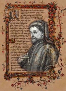 Portrait of Geoffrey Chaucer, ca. 1343 - 1400, part of the Canterbury Tales