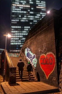Stairs from the banks of the Main, Weseler Werft to Eyssenstraße at the building of the European