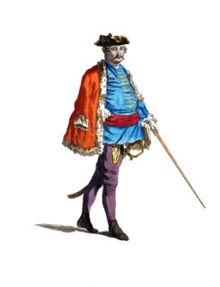 Historical clothing, fashion over time, clothing of a colonel of the pandurs and captain of the