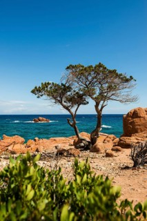 Red rocks and sea, Spiaggia di Coccorocci, near Tertenia, Province of Ogliastra, Sardinia, Italy