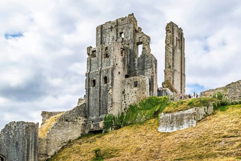 Ruins of Corfe Castle, Wareham, Dorset, England, United Kingdom