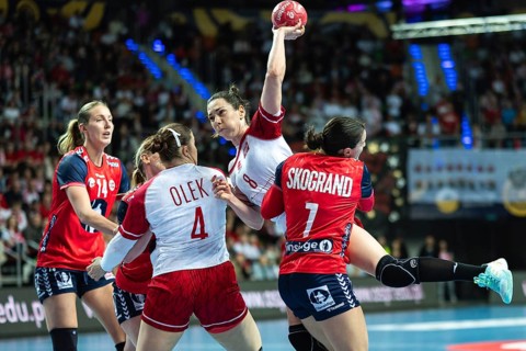 LUBIN, POLAND - MARCH 5, 2026: Women handball match EHF EURO Cup 2026: Poland - Norway. In action