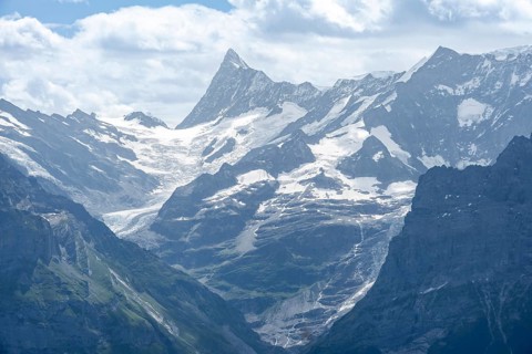 Finsteraarhorn glaciers and peaks, Bernese Alps, Bernese Oberland, Switzerland