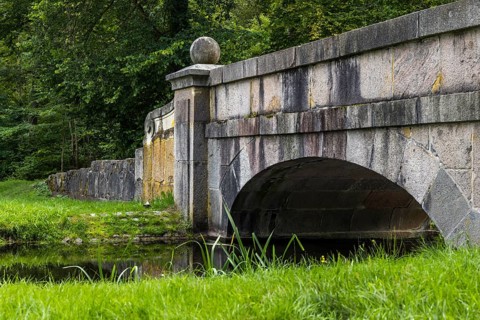 Stone bridge in Ludwigslust Castle Park, Ludwigslust, Mecklenburg-Western Pomerania, Germany
