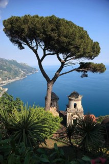 View from Villa Rufolo of the Gulf of Salerno and the towers of the Church of Chiese dell