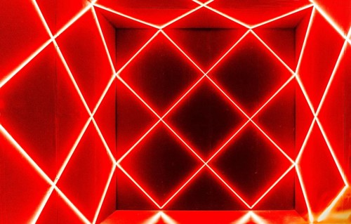 Cabin with two intersecting neo-frames, Francois Morellet, 1972, Kunsthal with temporary exhibition