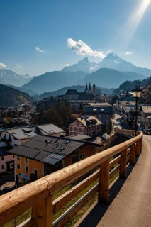 View of the Berchtesgaden market, above the Watzmann, Berchtesgadener Land, Upper Bavaria, Bavaria,