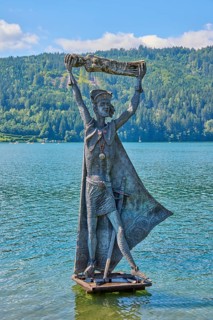 Statue, Saint, Domitian, Religious, Lake Millstatt, Millstatt, Carinthia, Austria