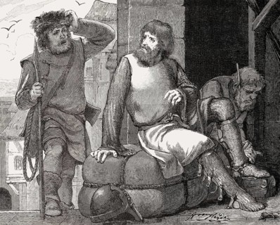 A Pikeman and a knight, social hierarchy, medieval period