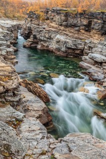 Gorge, canyon, river, rapids, autumn, autumn colours, Abisko Canyon, Abisko National Park, Laponia,