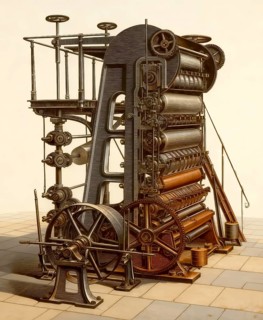 Historical illustration, 19th Century, papermaking machines, 1896