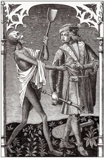 Der Tod und der Minnesänger, alter Kupferstich