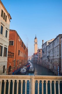 View from the bridge 'Riva degli schiavoni' over to the church 'Chiesa di San Giorgio dei Greci' at