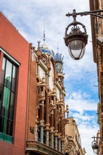 The facade of the Palau de la Música Catalana (Palace of Catalan Music) concert hall, old city,