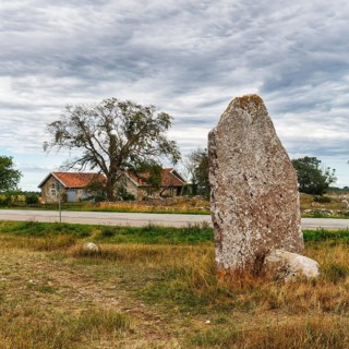 Granite block, Iron Age and Viking Age burial ground, Stora Alvaret, UNESCO World Heritage Site,