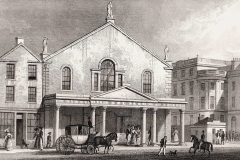 The old Theatre Royal on Princes Street in 1829, Edinburgh, Scotland, 19th century, from Modern