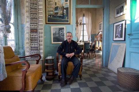 Amman, Jordan. December 4th 2012 Abu Jaffa Palestinian guide and guardian of the Dukes Divan Amman