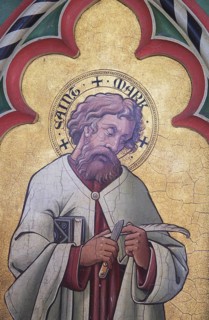Victorian painting of Saint Mark, Church of Saint Mary, Uggeshall, Suffolk, England, UK