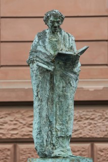 Sculpture and monument to scholar, clergyman and theologian Rabanus Maurus 780-856, Buch, Mainz,
