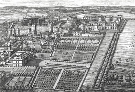 Windsor Castle, 1707, royal residence at Windsor, Berkshire, England, UK, afterJohannes Kip