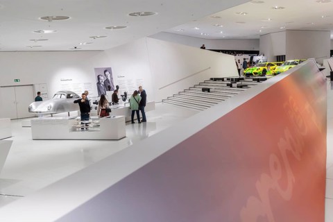 Porsche Museum Stuttgart-Zuffenhausen. Ferdinand Porsche, Ferry Porsche. Busts of legendary