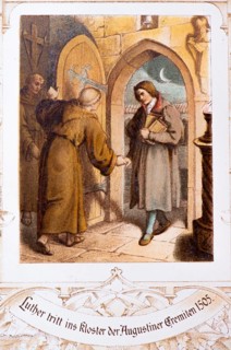 In 1505 Luther enters the monastery of the Augustinian hermits in Erfurt, stations from Dr Martin