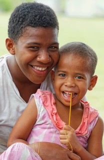 Kids smiling, Yasawa island group, Fiji, South Pacific islands, Pacific