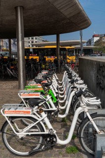 Rental bike, e-bike, from the municipal provider Copenhagen City Bike, Bycyklen, e-bike station at