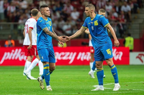 WARSAW, POLAND - JUNE 7, 2024: Friendly soccer match Poland - Ukraine 3:1. Oleksandr Zubkow and