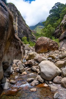 Water in the Tugela Gorge or Tugela Gorge in the riverbed, Drakensberg National Park, KwaZulu