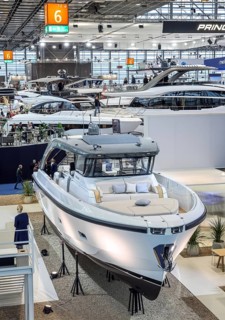 Düsseldorf, North Rhine-Westphalia, Germany, Luxury yachts at the boot Düsseldorf trade fair