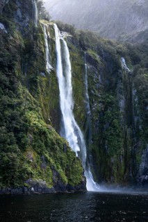 Stirling Falls Waterfall, Milford Sound, Fiordland National Park, Southland Region, South Island,
