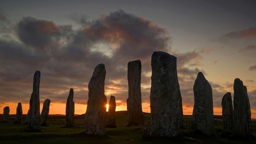 Europe, Scotland, Great Britain, England, Isle of Lewis, sunset, evening mood, monoliths,