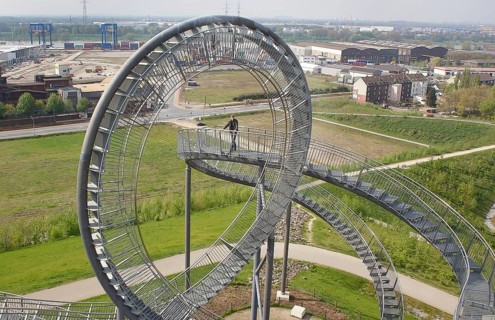 Duisburg, DEU, 03.05.13 - Tiger & Turtle in Duisburg's Angerpark. The large walk-in sculpture Tiger