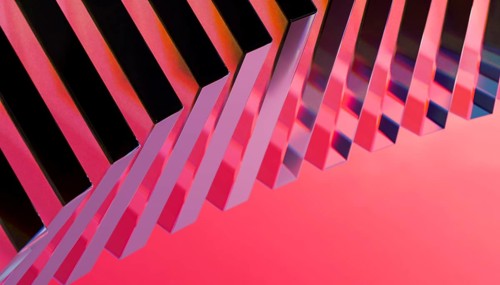 A dynamic 3D render illustrating a modern blend of metal and crystal geometric shapes, emphasizing