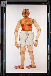 Shadow puppet, depiction of Mahatma Gandhi, led India to independence, British Museum, London,