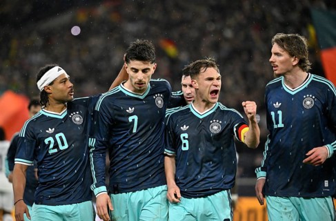 Goal celebration Serge Gnabry GER (20) Kai Havertz GER (07) Joshua Kimmich GER (06) Nick Woltemade