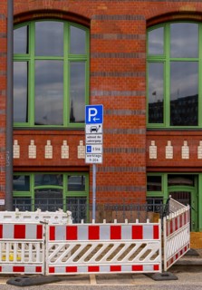 Barriers at an electric charging station, Hamburg, Germany
