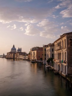 Grand Canal, Church of Santa Maria della Salute in the back, Venice, Veneto, Italy