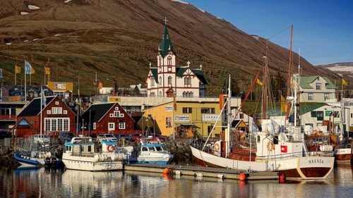 Europe, Scandinavia, Iceland, boats in the port of Husavik