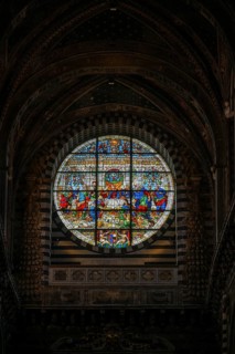 Interior of colorful marble decoration, Siena Cathedral or Cattedrale di Santa Maria Assunta,