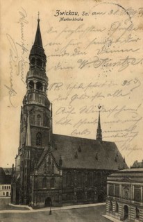Historical postcard, picture postcard, St Mary's Church in Zwickau, Saxony, Germany, digitally
