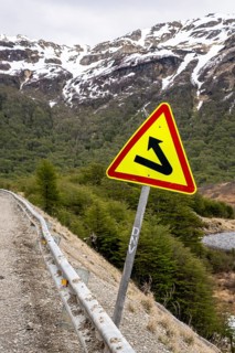 Road sign in Tierra del Fuego, Ushuaia, Tierra del Fuego Province, Argentina