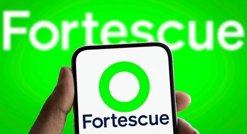 Fortescue logo is displayed on smartphone. Fortescue is a global metal mining company
