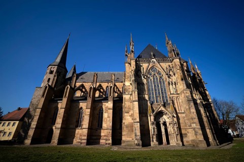 South Facade, Ritterstiftskirche, collegiate church St. Peter, Bad Wimpfen, Kraichgau,