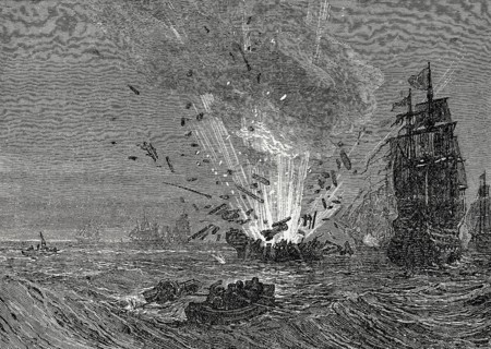 A naval Battle of the First Anglo-Dutch War, From British Battles on Land and Sea, by James Grant