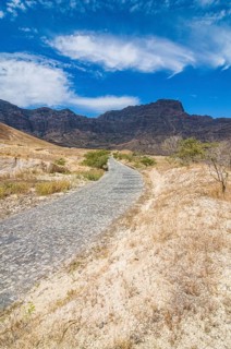 Road through rocky landscape. San Antao. Cabo Verde. Africa