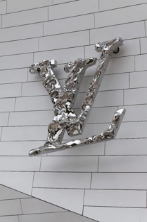 Louis Vuitton logo at the Louis Vuitton Foundation, Le vaisseau de verre, glass ship, futuristic