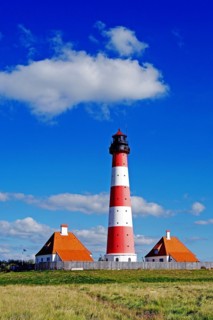 The lighthouse of Westerhever near St. Peter Ording, Westerheversand, Schleswig-Holstein, Federal